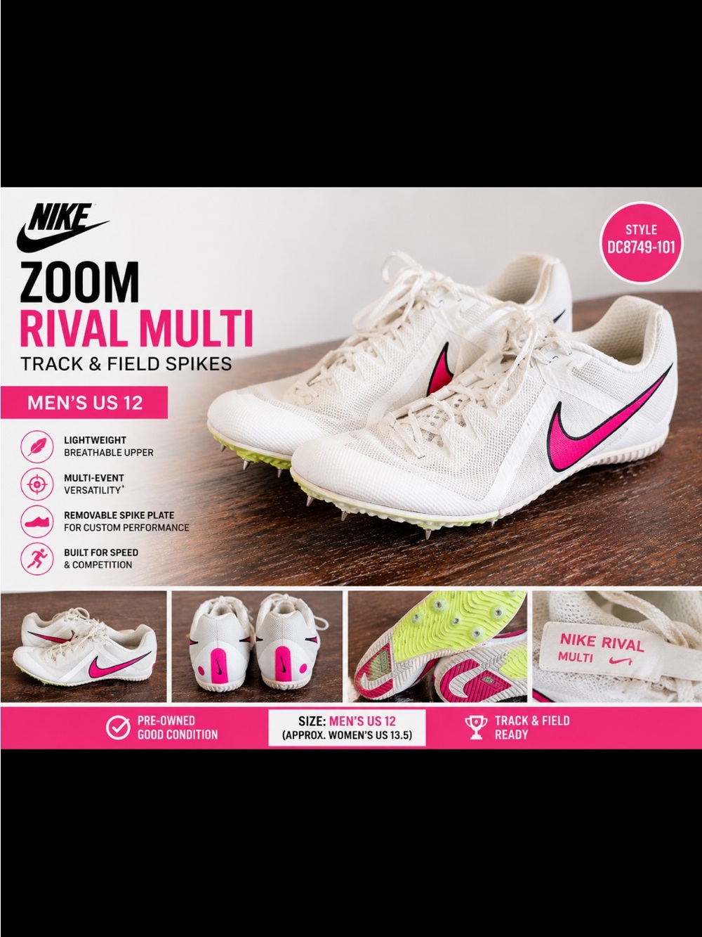 Nike Zoom Rival Multi Track & Field Spikes White/Pink Unisex